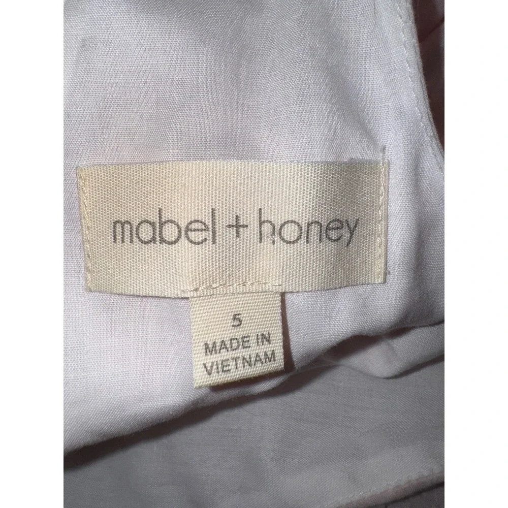 Mabel + Honey‎ Pink Swiss Dot Flutter Sleeve White Bow Back  Dress Girls Size 5